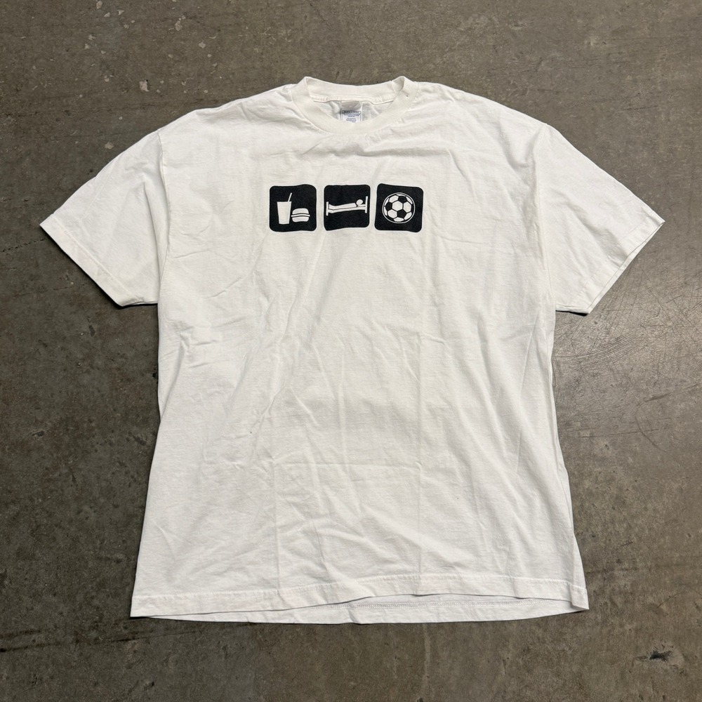 Eat Sleep Soccer Graphic T-Shirt Mens‎ 2XL White AAA Vintage Style